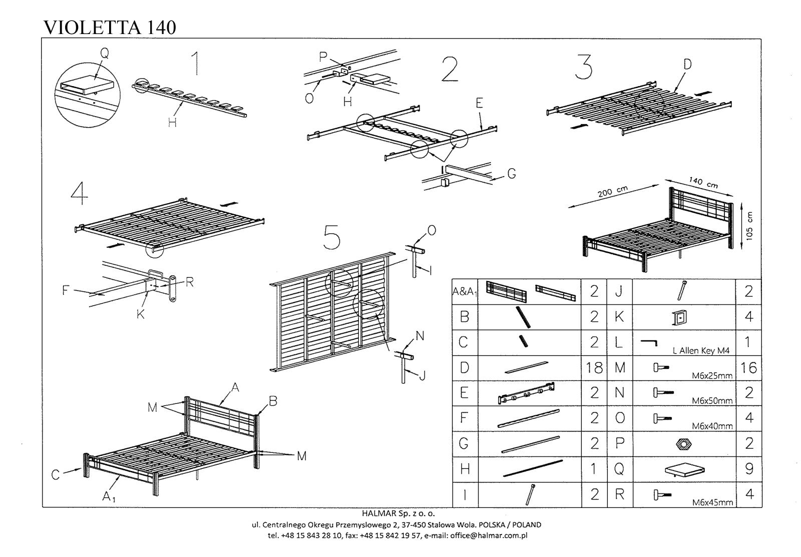 Double Bed Mexico | size: Length: 205cm, Width: 144cm, Height: 96cm | color: Black/cherry wood | image: 3 | variant: 1006666