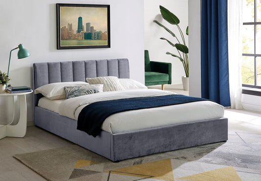 Double Bed Montreal Velvet 1 | size: Length: 215cm, Width: 167cm, Height: 79cm | color: Gray | image: 1 | variant: 1012333