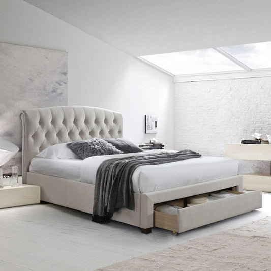 Double Bed Natalia 4 | size: Length: 224cm, Width: 168cm, Height: 119.5cm | color: Beige | image: 0 | variant: 1018051
