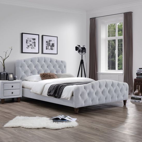 Double Bed Sandra | size: Length: 218.5cm, Width: 165cm, Height: 105cm | color: Gray | image: 1 | variant: 1011856