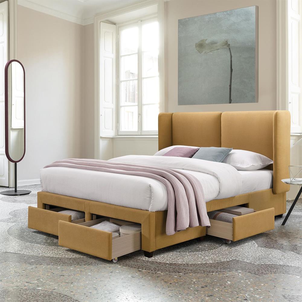 Double Bed Stockholm | size: Length: 218cm, Width: 175cm, Height: 114cm | color: Yellow | image: 2 | variant: 1001764