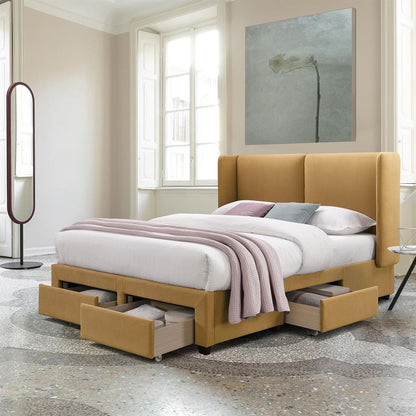 Double Bed Stockholm | size: Length: 218cm, Width: 175cm, Height: 114cm | color: Yellow | image: 2 | variant: 1001764