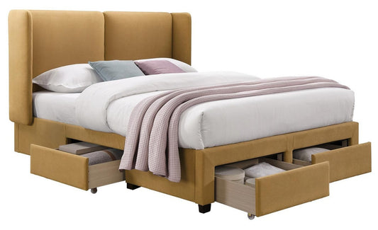 Double Bed Sugi 4 | size: Length: 218cm, Width: 175cm, Height: 114cm | color: Yellow | image: 0 | variant: 1018054
