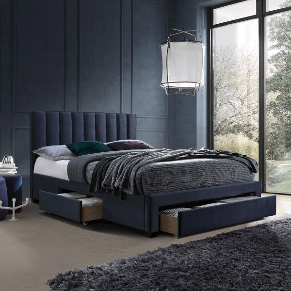 Double Bed Tenby | size: Length: 215cm, Width: 165cm, Height: 111cm | color: Blue | image: 1 | variant: 1001749