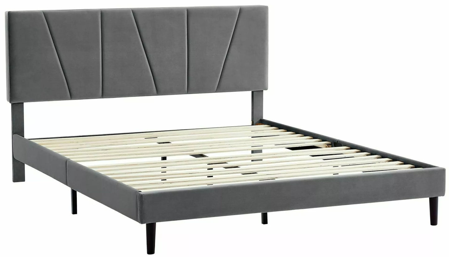 Double Bed Uckfield | size: Length: 214cm, Width: 151cm, Height: 102cm | color: Gray | image: 0 | variant: 1004555
