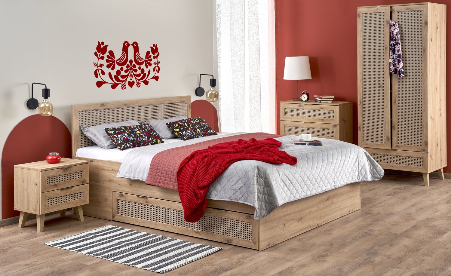 Double Bed West Brecon | size: Length: 205cm, Width: 165cm, Height: 100cm | color: Black/Oak | image: 2 | variant: 1007418