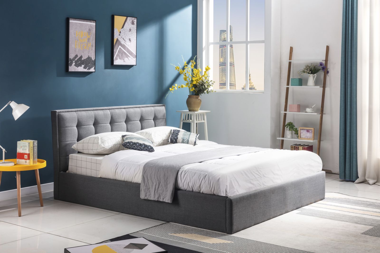 Double Bed West Leicester | size: Length: 217cm, Width: 131cm, Height: 100cm | color: Gray | image: 1 | variant: 1007135