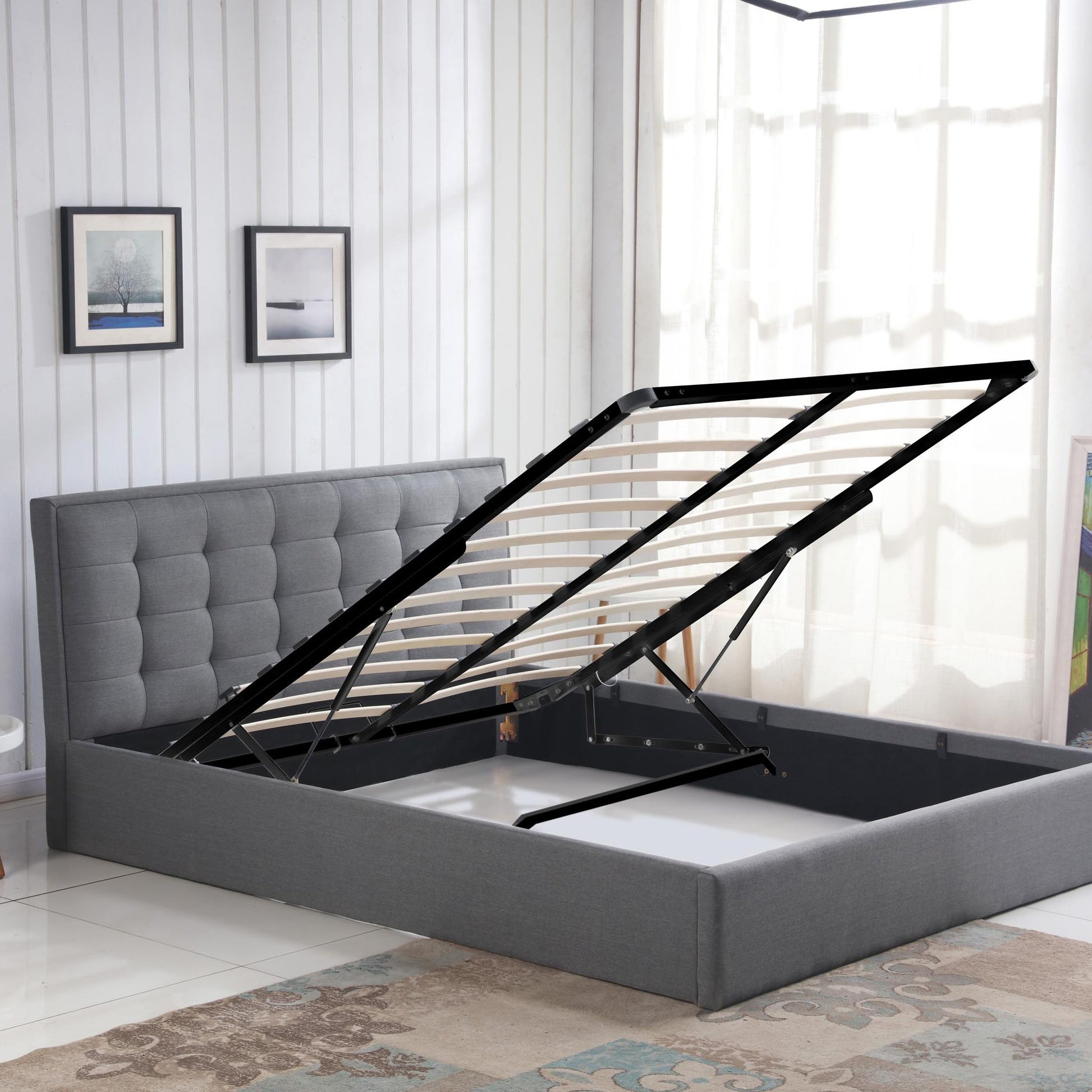 Double Bed West Leicester | size: Length: 217cm, Width: 131cm, Height: 100cm | color: Gray | image: 2 | variant: 1007135