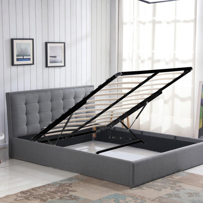 Double Bed West Leicester | size: Length: 217cm, Width: 131cm, Height: 100cm | color: Gray | image: 2 | variant: 1007135