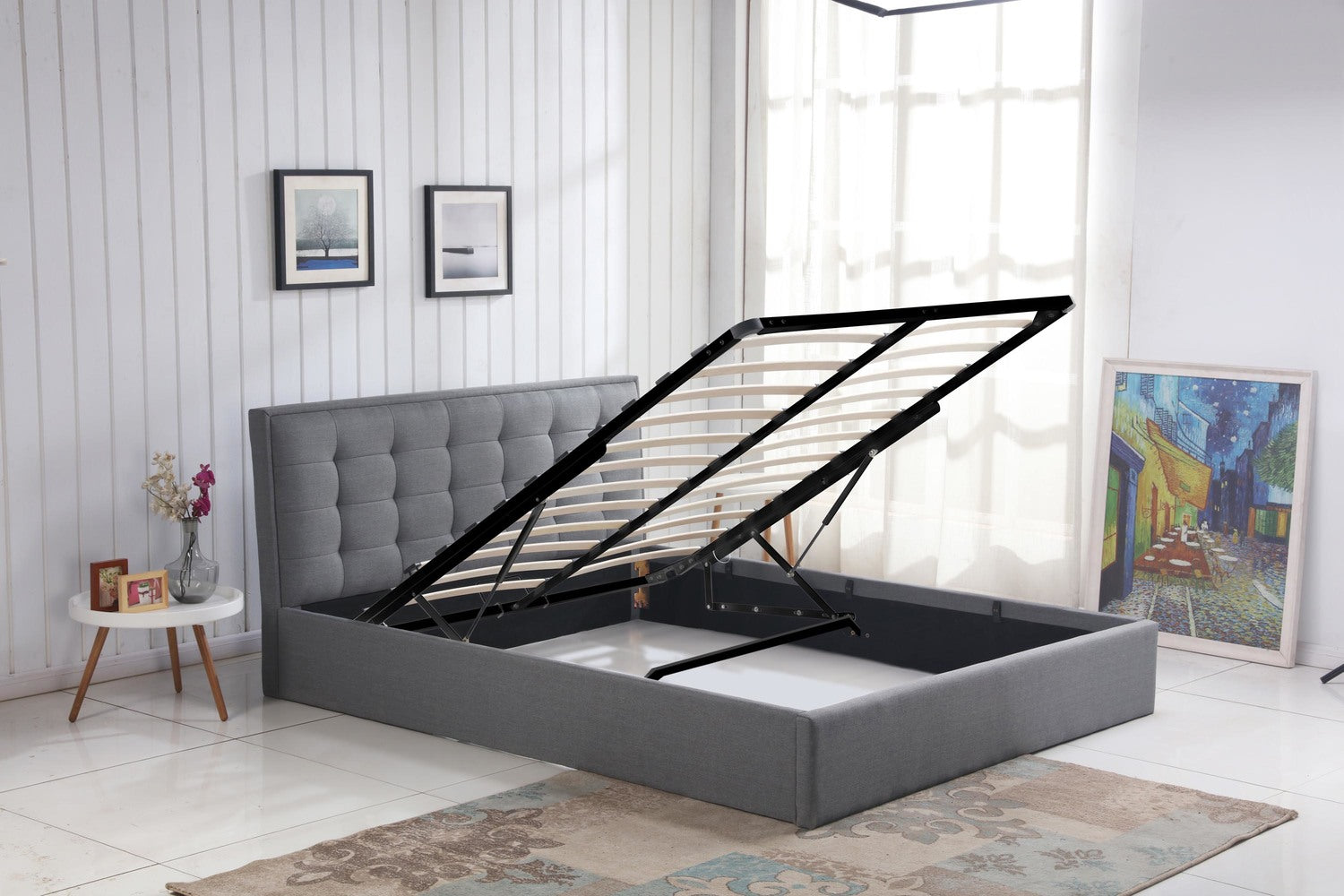 Double Bed West Leicester | size: Length: 217cm, Width: 171cm, Height: 100cm | color: Gray | image: 2 | variant: 1007275