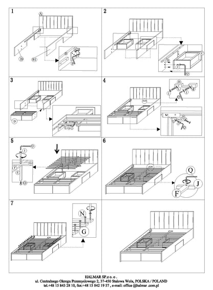 Double Bed West Luton | size: Length: 212cm, Width: 166cm, Height: 111cm | color: Grey/Walnut | image: 3 | variant: 1007185