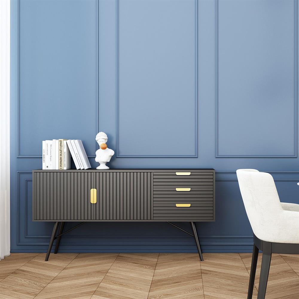 Dresser East Vatican | size: Length: 40cm, Width: 150cm, Height: 80cm | color: Black | image: 9 | variant: 1006327