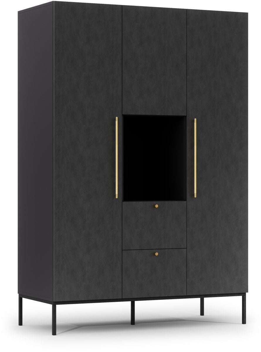 Dresser Lanzzi 3 | size: Width: 135cm, Height: 200cm, Depth: 60cm | color: Black | image: 0 | variant: 1012646