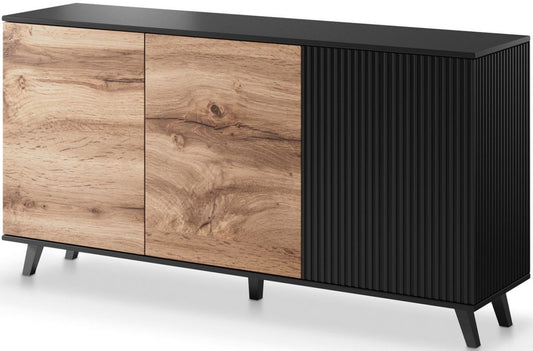 Dresser West Didcot | size: Width: 160cm, Height: 82cm, Depth: 40cm | color: Black/Oak | image: 1 | variant: 1007199