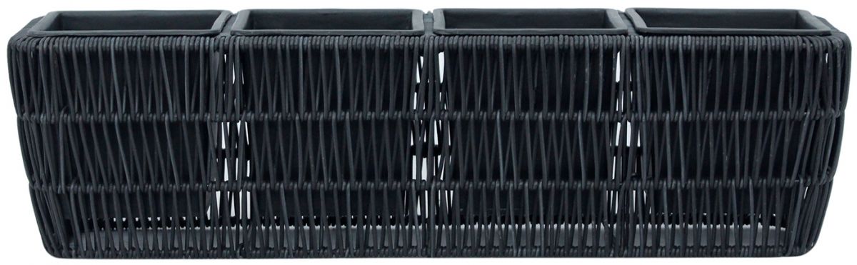 Flower Box Didcot | size: Length: 57cm, Width: 16cm, Height: 16cm | color: Black | image: 2 | variant: 1000743