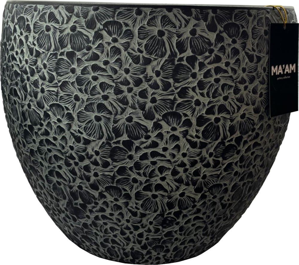 Flower Pot Flora 1 | size: Length: 44cm, Width: 44cm, Height: 36cm | color: Black/Grey | image: 1 | variant: 1002400