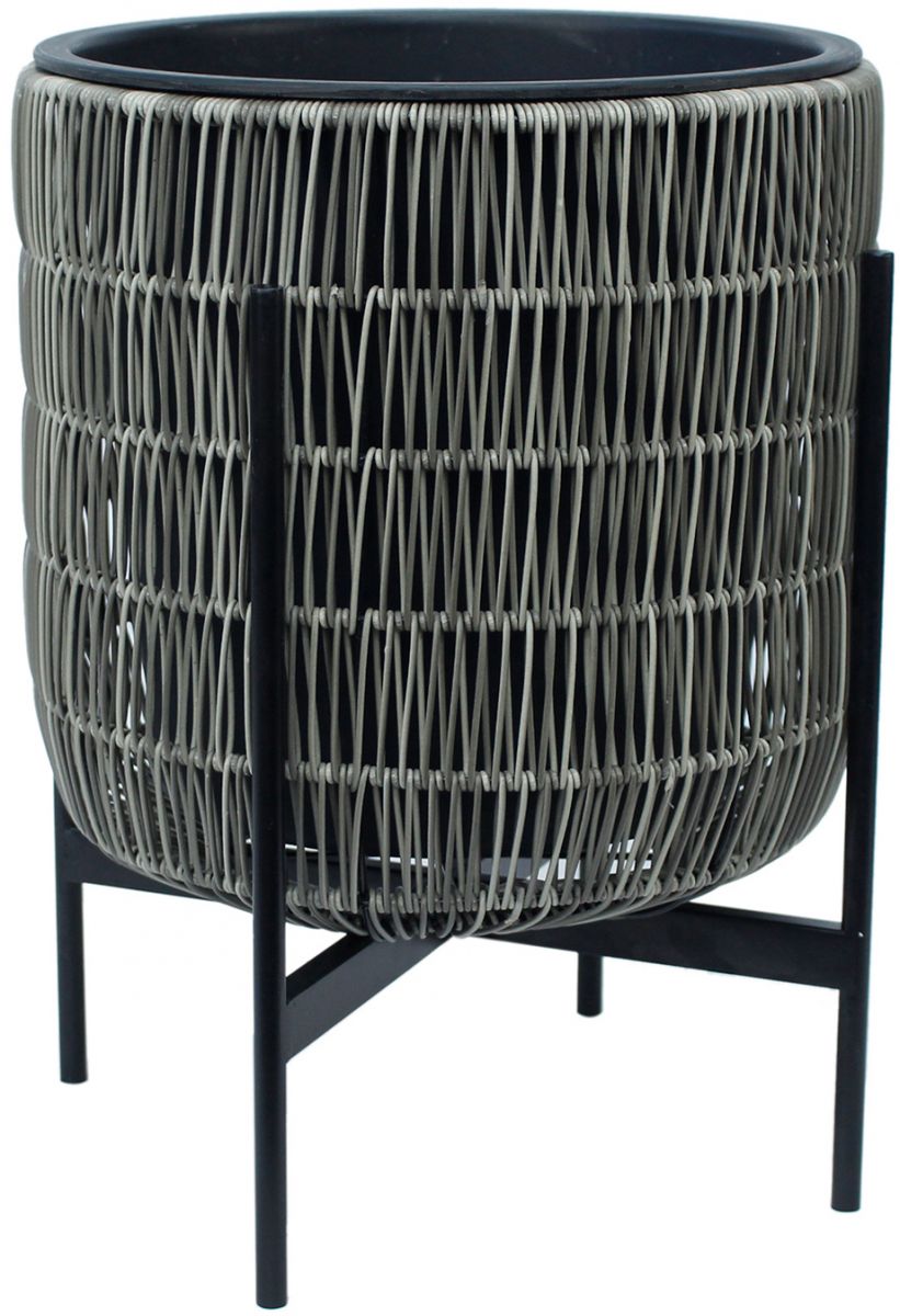 Flower Pot Wicker 11 | size: Length: 38cm, Width: 38cm, Height: 49cm | color: Gray | image: 1 | variant: 1002456