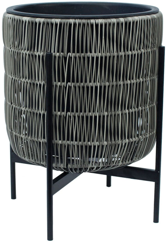 Flower Pot Wicker 11 | size: Length: 38cm, Width: 38cm, Height: 49cm | color: Gray | image: 1 | variant: 1002456