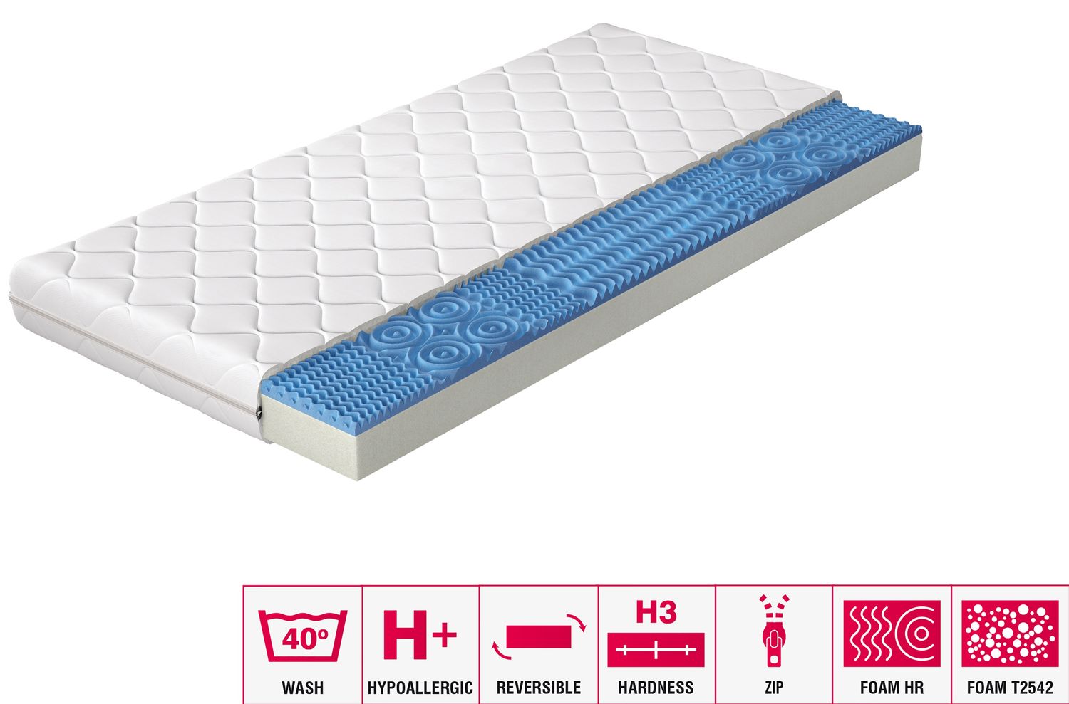 Foam Mattress Lauren 5 | size: Length: 200cm, Width: 90cm | image: 2 | variant: 1013799