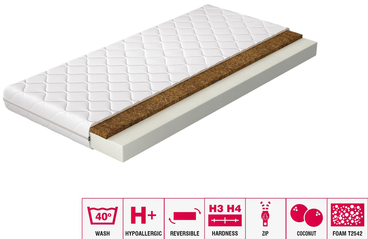 Foam Mattress Luna 5 | size: Length: 200cm, Width: 90cm | image: 2 | variant: 1013834