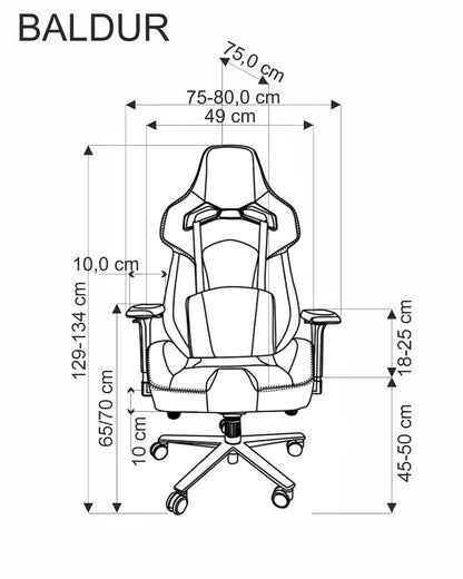 Gaming Chair Baldur | size: Width: 80cm, Height: 134cm, Depth: 75cm | color: Black | image: 1 | variant: 1017823