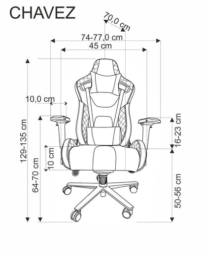 Gaming Chair Chavez | size: Width: 77cm, Height: 135cm, Depth: 70cm | color: Black | image: 1 | variant: 1017824