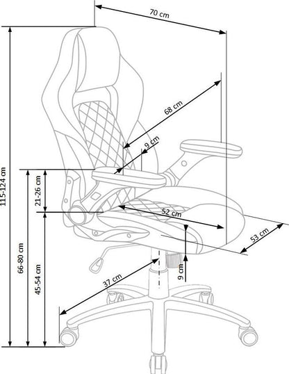 Gaming Chair Sonic | size: Width: 68cm, Height: 124cm, Depth: 70cm | color: Black/Grey | image: 8 | variant: 1011567