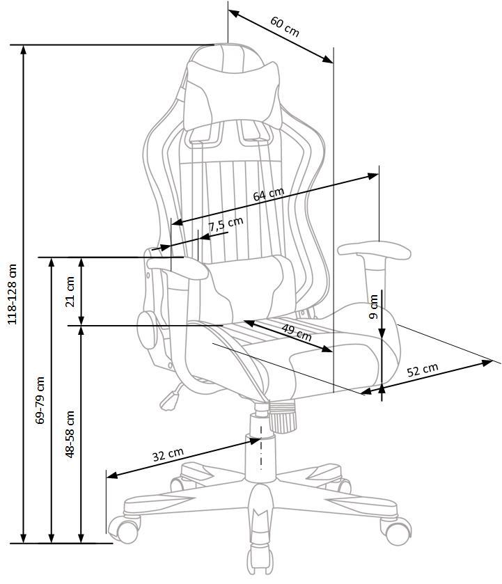Gaming Chair West Exeter | size: Width: 64cm, Height: 118cm, Depth: 60cm | color: Black/Red | image: 2 | variant: 1007420