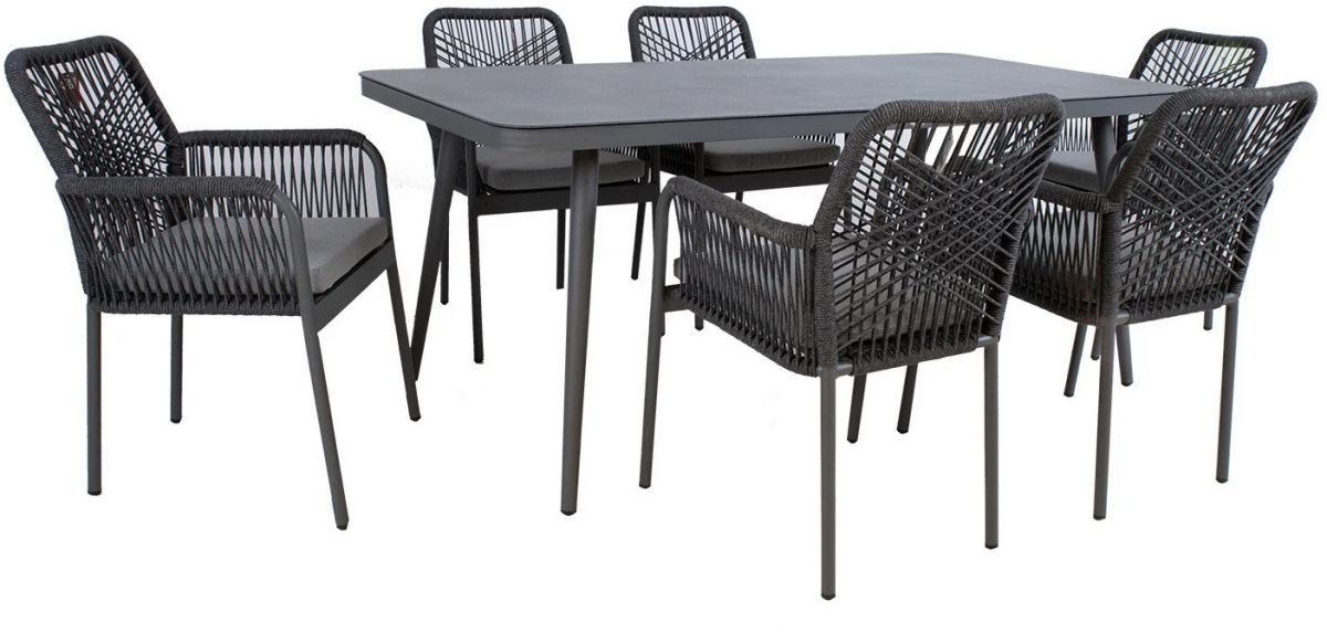 Garden Furniture Set East Holywell | size: Length: 90cm, Width: 180cm, Height: 75cm | color: Gray | image: 0 | variant: 1005871