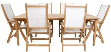 Garden Furniture Set Fredrikstad | size: Length: 100cm, Width: 220cm, Height: 75cm | color: White/Oak | image: 2 | variant: 1005869