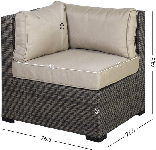 Garden Modular Sofa Newbury | size: Width: 76.5cm, Height: 74.5cm, Depth: 76.5cm | color: Brown/Beige | image: 1 | variant: 1000645