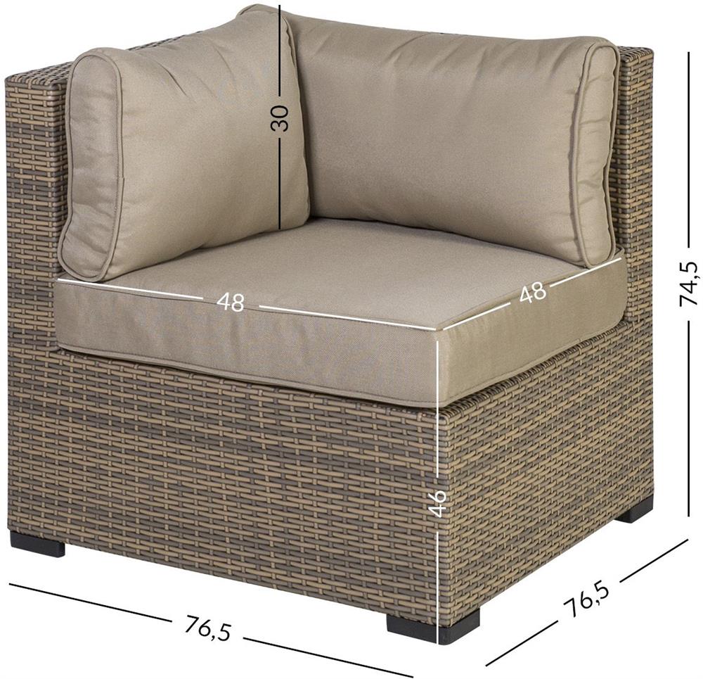 Garden Modular Sofa Newbury | size: Width: 76.5cm, Height: 74.5cm, Depth: 76.5cm | color: Brown | image: 2 | variant: 1000646