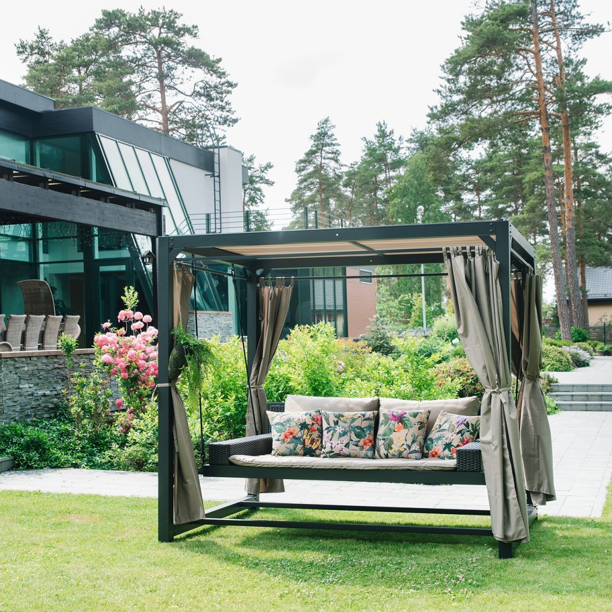 Garden Rocking Sofa Barcelona | color: Beige/Grey | image: 3 | variant: 1010592