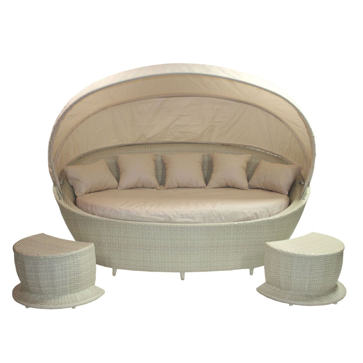 Garden Sofa Long Eaton | size: Length: 141cm, Height: 90cm, Depth: 222cm | color: White | image: 1 | variant: 1005218