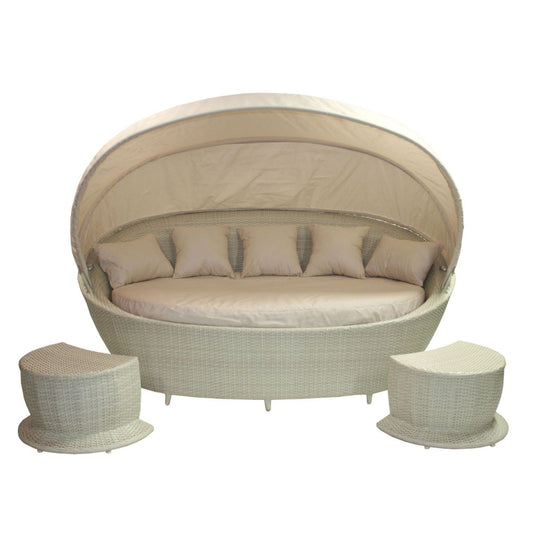 Garden Sofa Long Eaton | size: Length: 141cm, Height: 90cm, Depth: 222cm | color: White | image: 1 | variant: 1005218