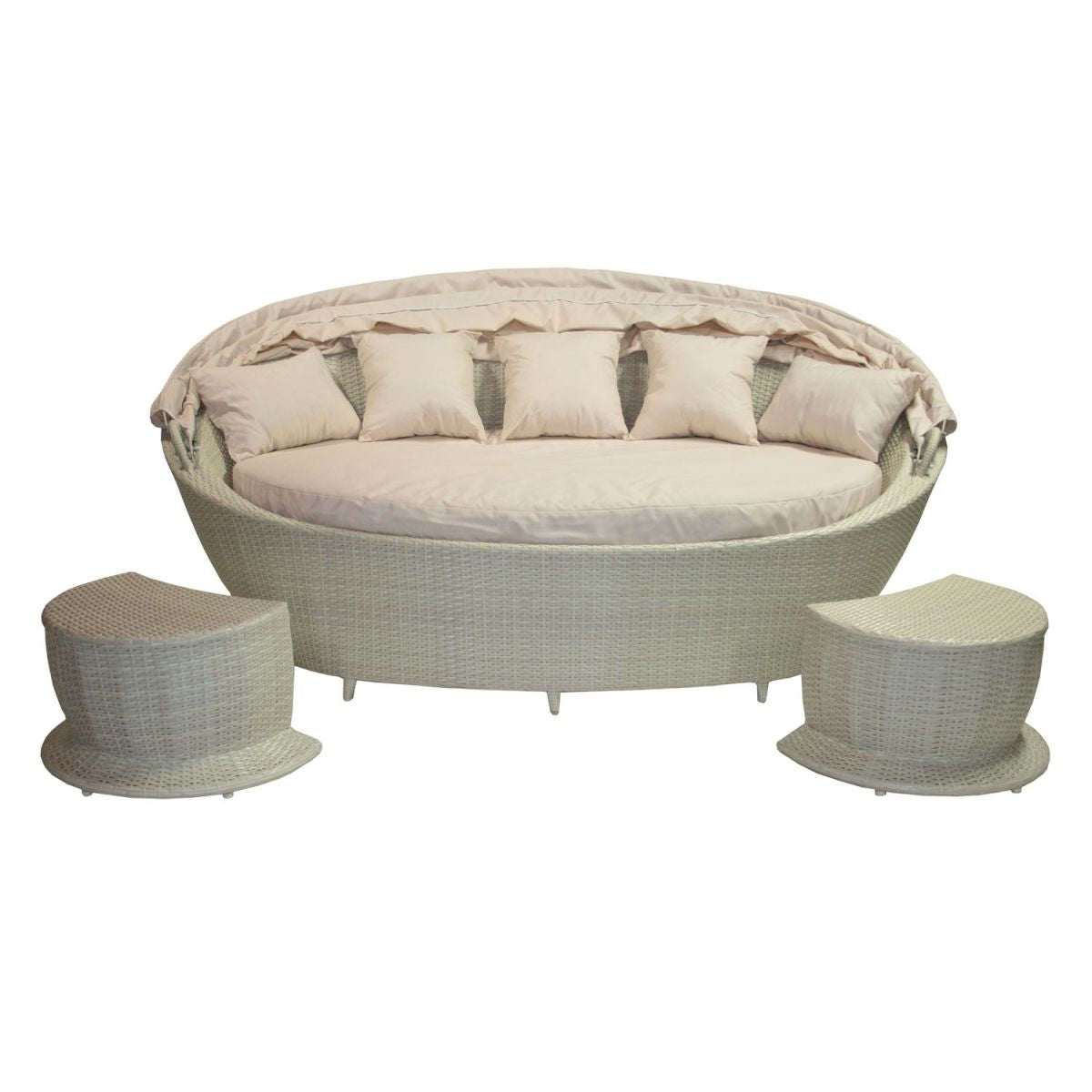 Garden Sofa Long Eaton | size: Length: 141cm, Height: 90cm, Depth: 222cm | color: White | image: 2 | variant: 1005218