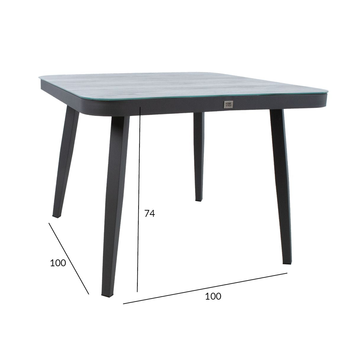Garden Table East Newbury | size: Length: 100cm, Width: 100cm, Height: 74cm | color: Gray | image: 2 | variant: 1005166