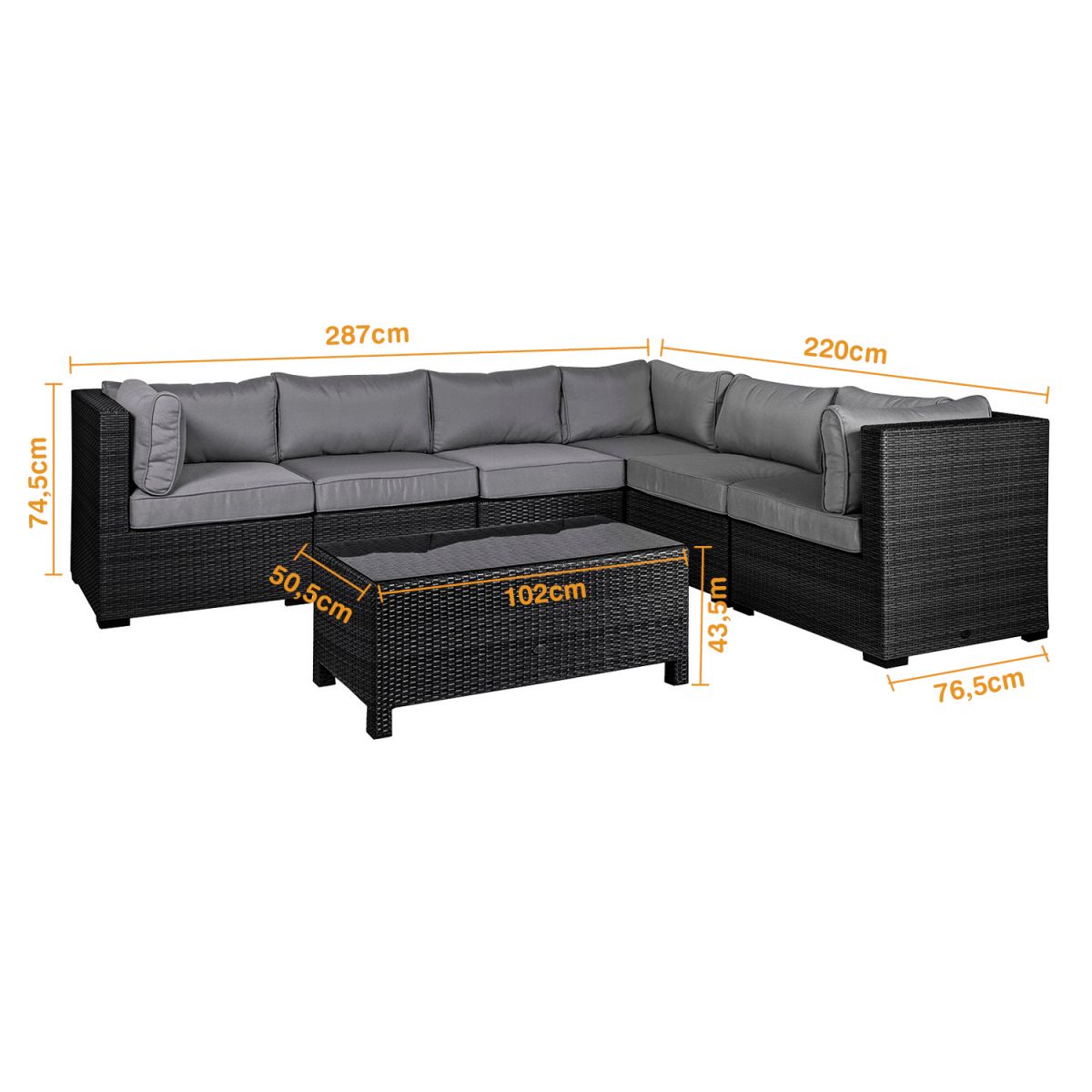 Garden Table Newbury | size: Length: 102cm, Width: 50.5cm, Height: 43.5cm | color: Black | image: 2 | variant: 1005172