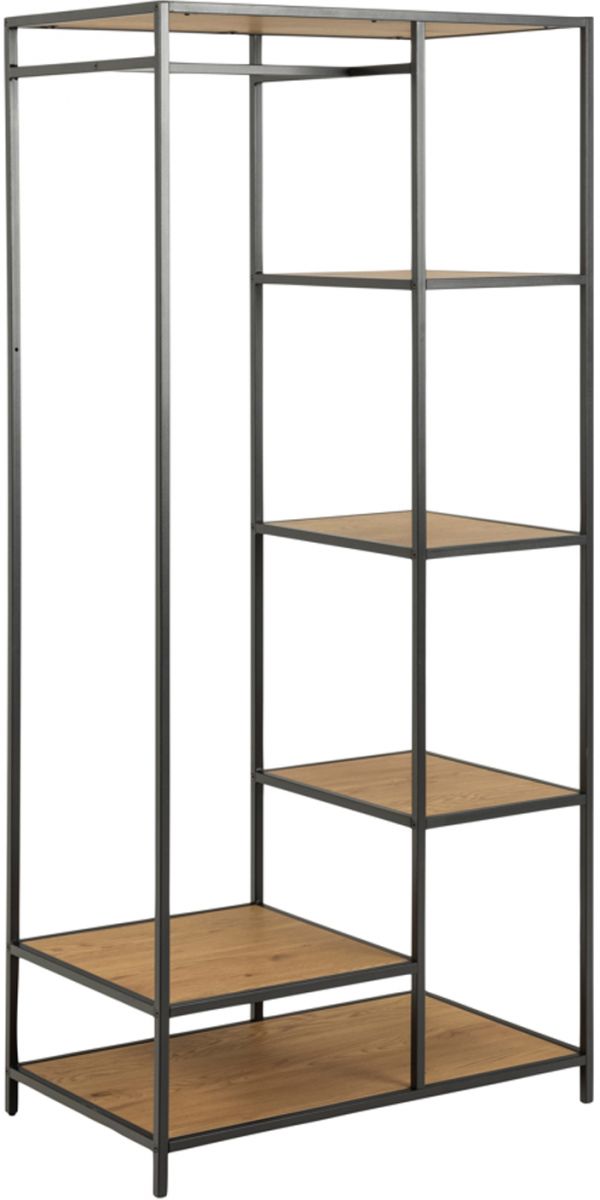 Hallway Furniture Set Seaford 1 | size: Width: 77cm, Height: 165cm, Depth: 45cm | color: Black/Oak | image: 1 | variant: 1012827