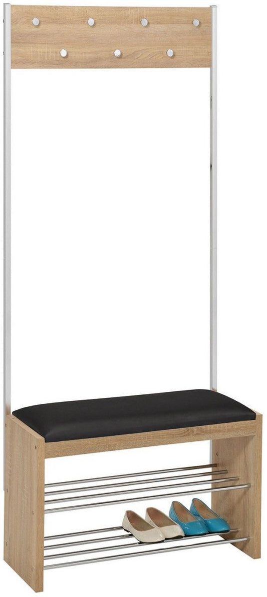 Hallway Furniture Set Whitby | size: Width: 79cm, Height: 178cm, Depth: 32cm | color: Black/Oak/Grey | image: 1 | variant: 1005589