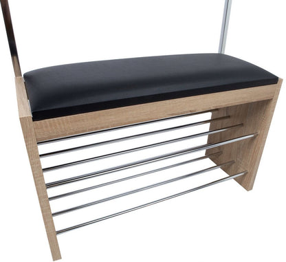 Hallway Furniture Set Whitby | size: Width: 79cm, Height: 178cm, Depth: 32cm | color: Black/Oak/Grey | image: 4 | variant: 1005589