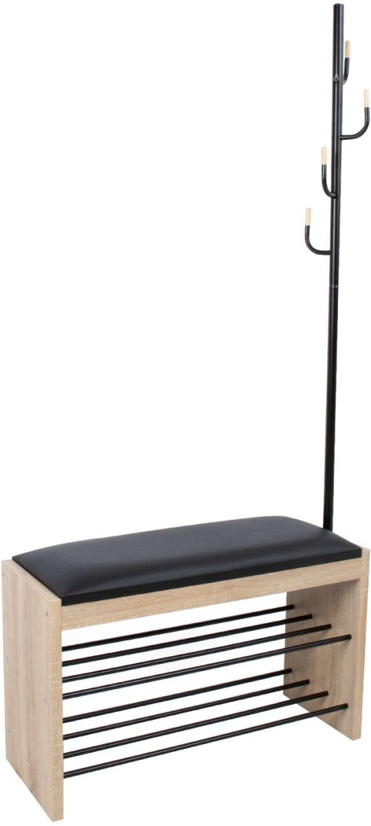 Hallway Furniture Set Whitby | size: Width: 87cm, Height: 173cm, Depth: 30cm | color: Black/Oak | image: 1 | variant: 1005841