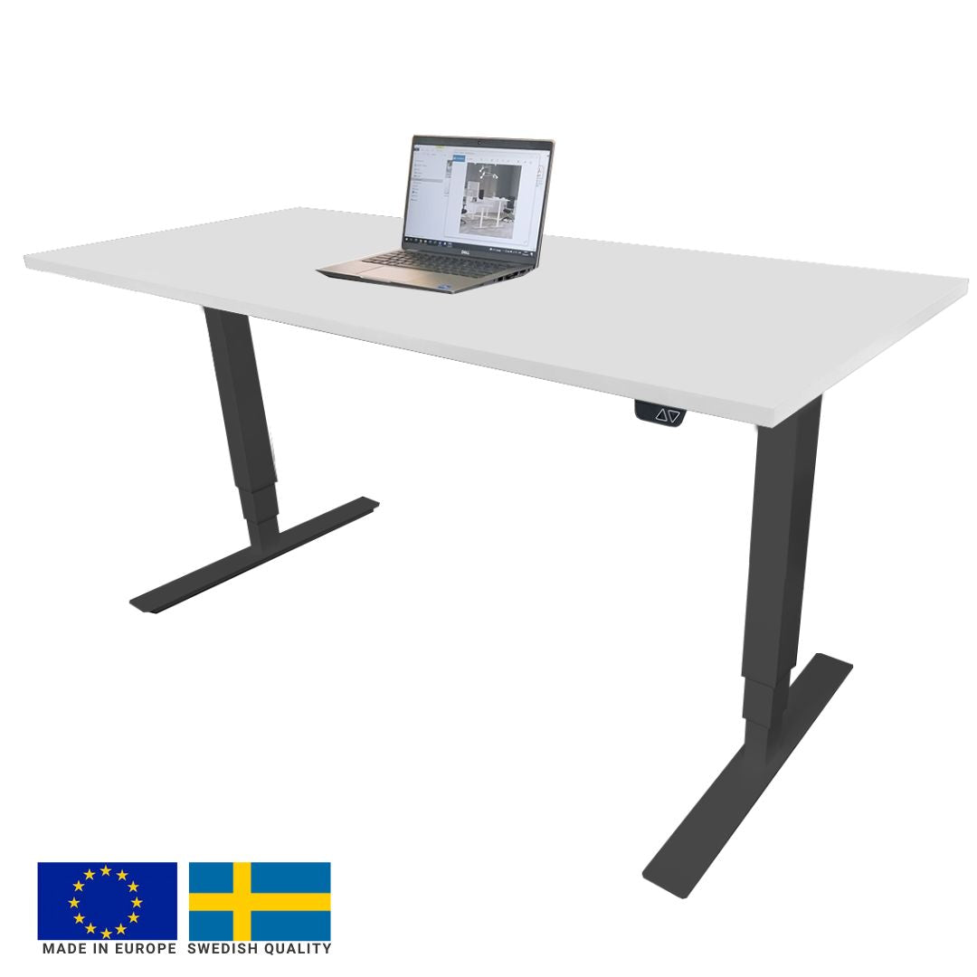 Height Adjustable Desk Brando 1 | size: Length: 70cm, Width: 120cm, Height: 129.1cm | color: White / Black | image: 0 | variant: 1006265