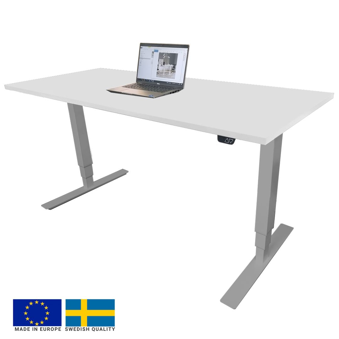 Height Adjustable Desk Brando 2 | size: Length: 70cm, Width: 120cm, Height: 129.1cm | color: White / Gray | image: 0 | variant: 1006269