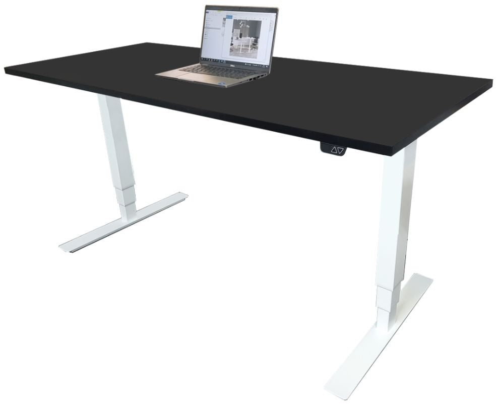 Height Adjustable Desk Brando 3 | size: Length: 70cm, Width: 140cm, Height: 129.1cm | color: Black / White | image: 1 | variant: 1006274