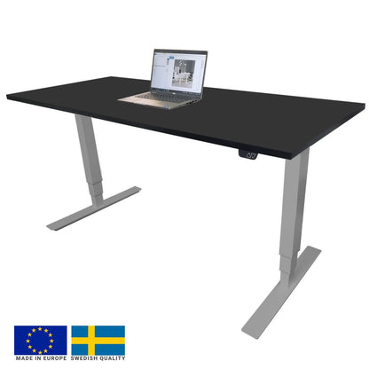 Height Adjustable Desk Brando 5 | size: Length: 70cm, Width: 140cm, Height: 129.1cm | color: Black / Gray | image: 0 | variant: 1006280