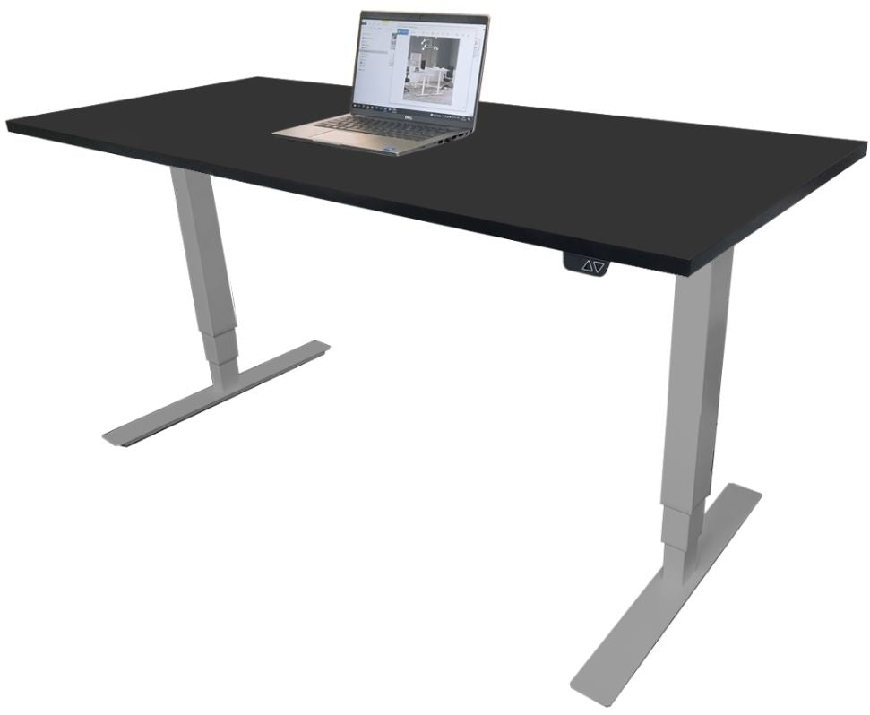 Height Adjustable Desk Brando 5 | size: Length: 70cm, Width: 140cm, Height: 129.1cm | color: Black / Gray | image: 1 | variant: 1006280