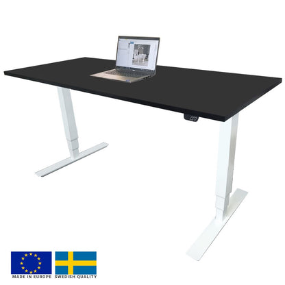 Height Adjustable Desk Brando 6 | size: Length: 70cm, Width: 160cm, Height: 129.1cm | color: Black / White | image: 0 | variant: 1006283