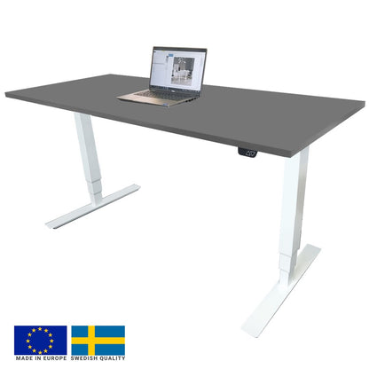 Height Adjustable Desk Brando | size: Length: 70cm, Width: 120cm, Height: 129.1cm | color: Gray / White | image: 0 | variant: 1006262