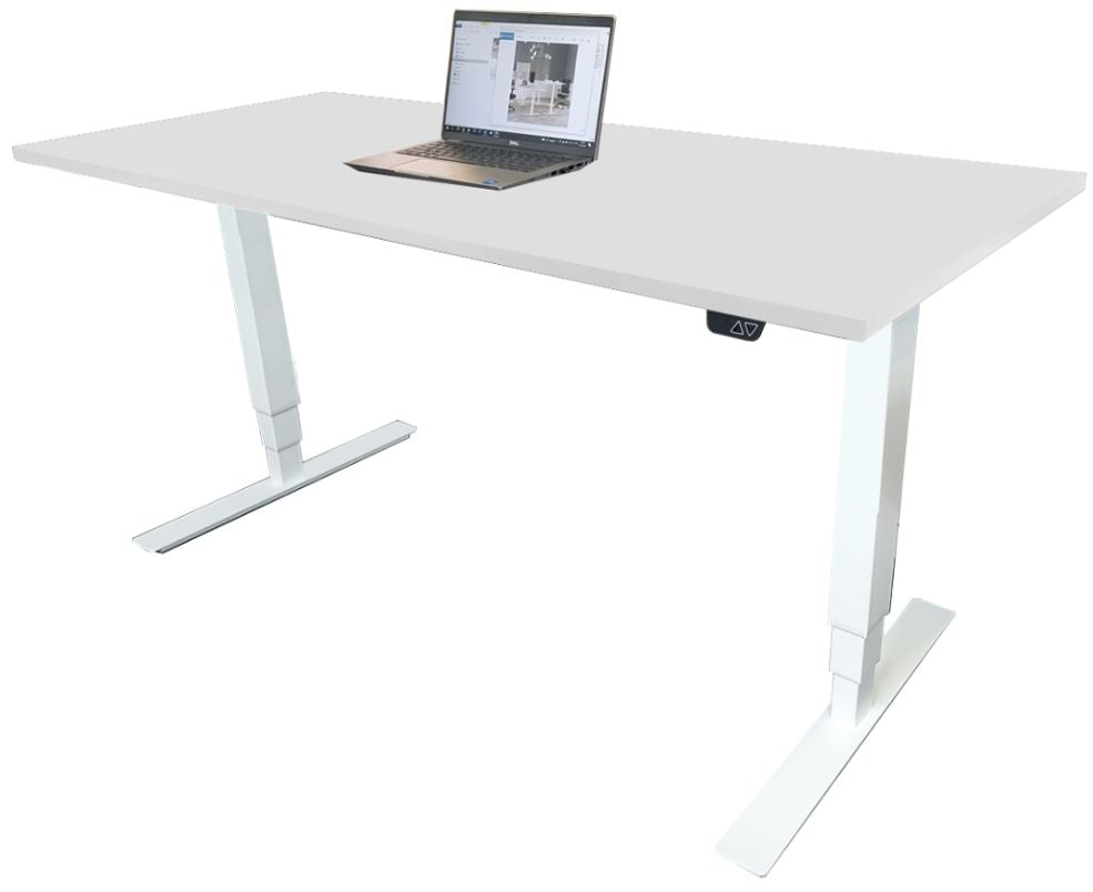 Height Adjustable Desk Brando | size: Length: 70cm, Width: 120cm, Height: 129.1cm | color: White / White | image: 1 | variant: 1006261